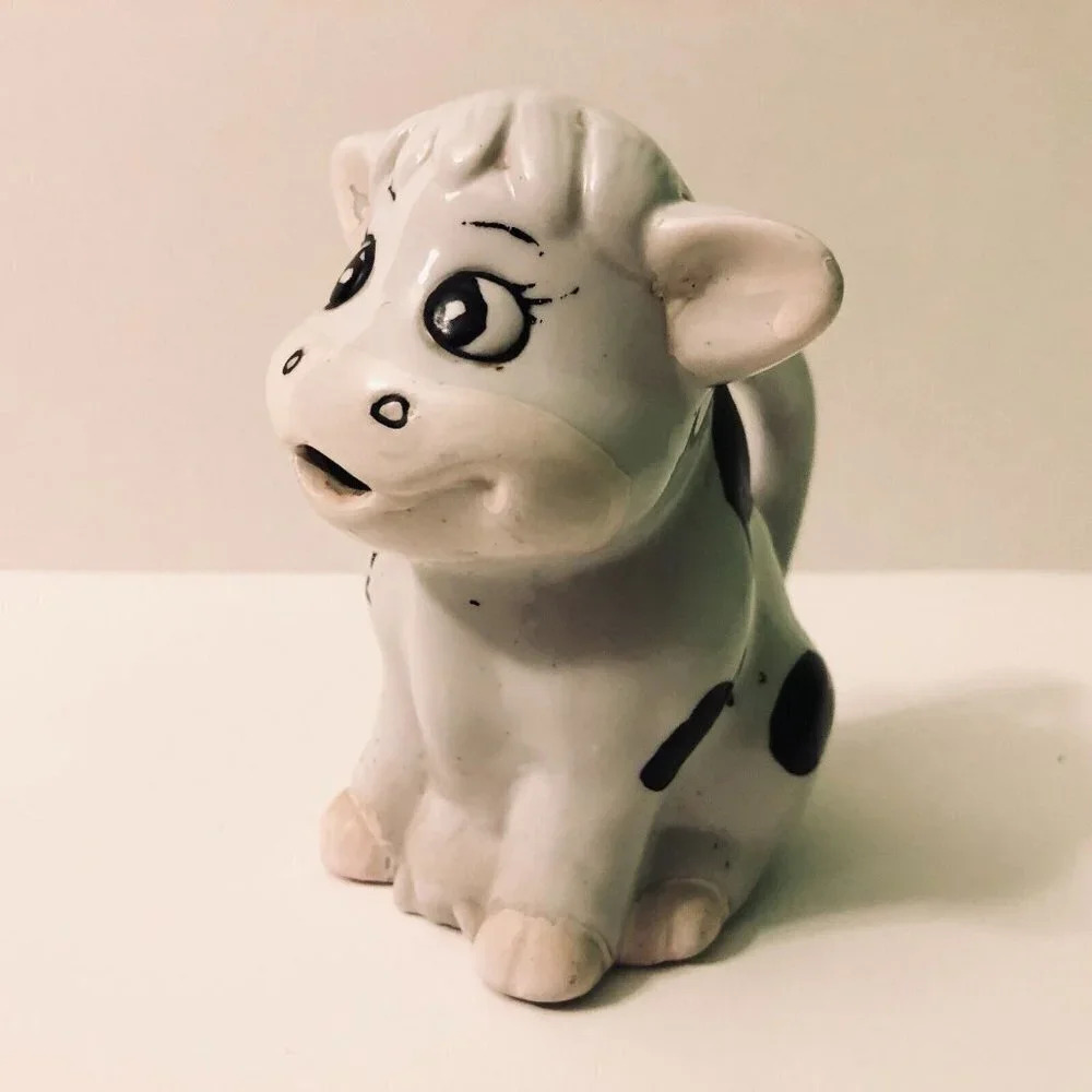 Vintage Ceramic Cow Creamer 4.5  Inch Tall Figurine
